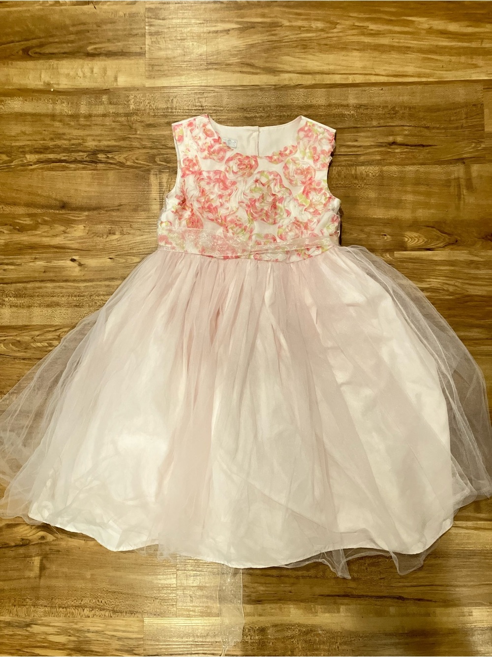 Girls' Pink Floral Tulle Party Dress